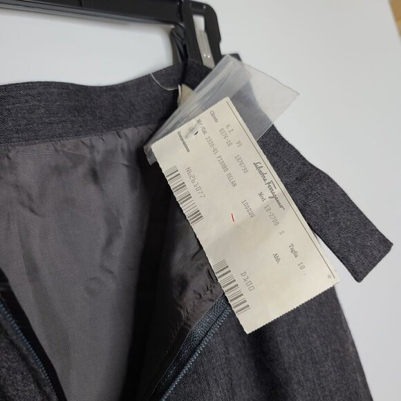 Salvatore Ferragamo Vintage Dead Stock with Tags‎ Wool Pencil Skirt Gray Size 10 - Picture 9 of 12